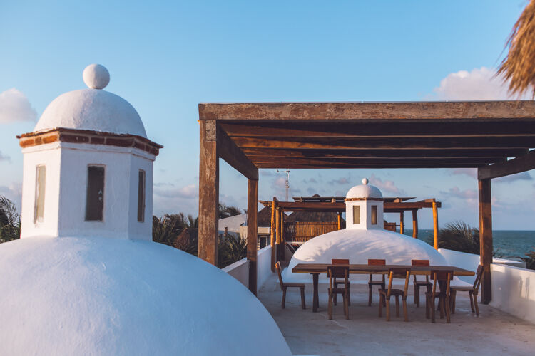 Rooftop view of Villa Destiny in Ibiza with the classic Ibicenca architecture on display