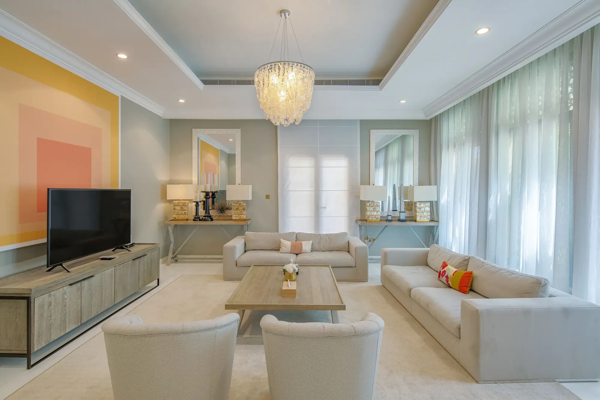 Room light interior with table and TV