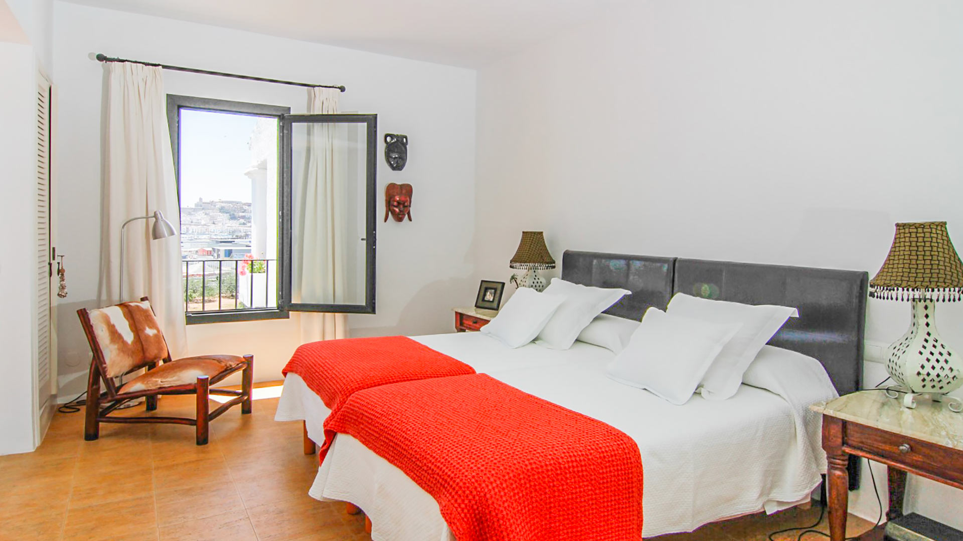 One of the bedrooms at luxury villa Can Bab in Ibiza