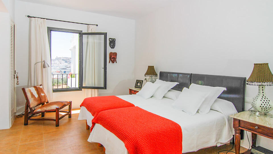 One of the bedrooms at luxury villa Can Bab in Ibiza