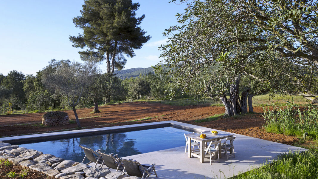 Nature swimming pool in luxury Villa Can Basso in Ibiza