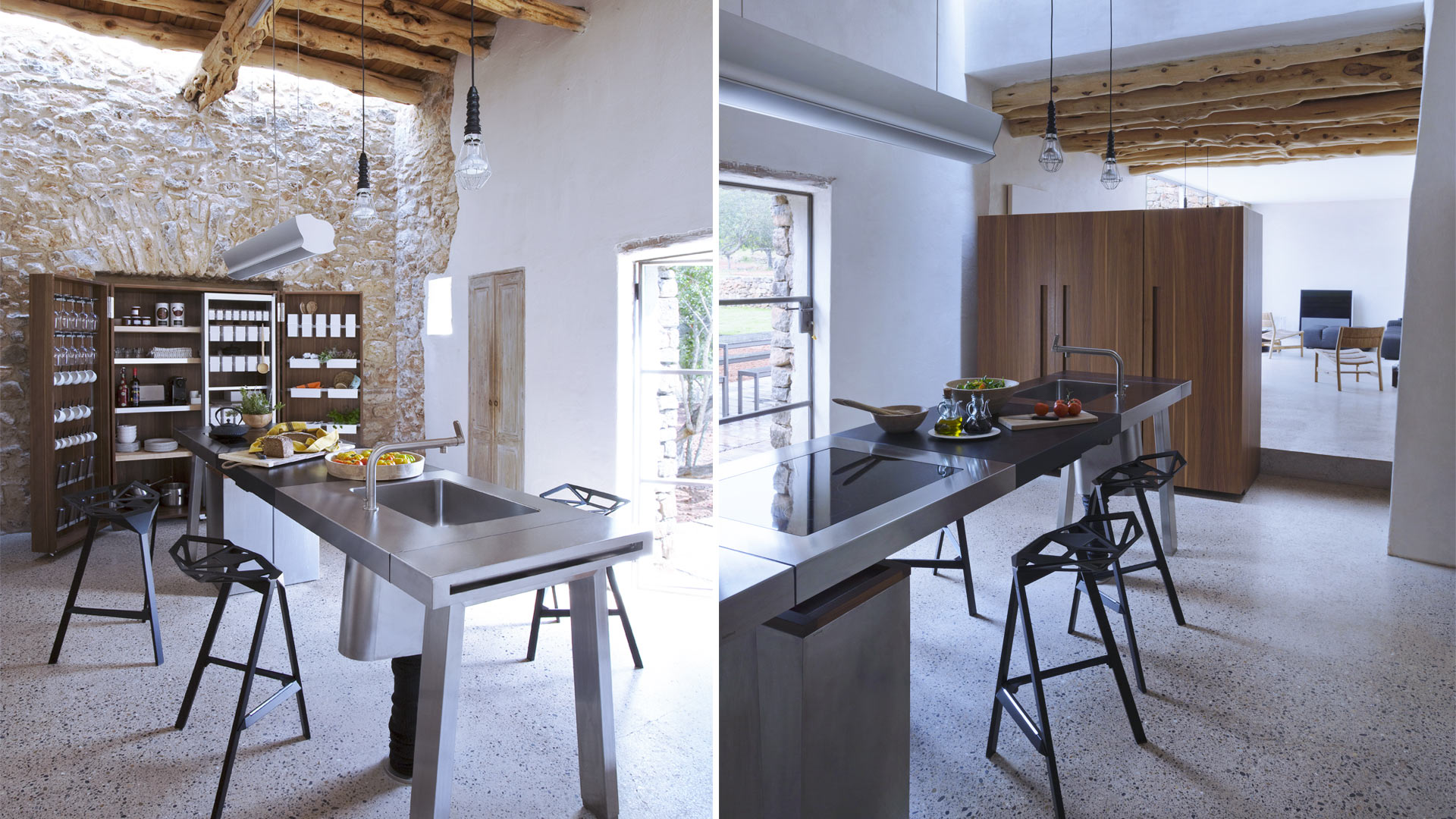 Interior dining space at Villa Can Basso in Ibiza