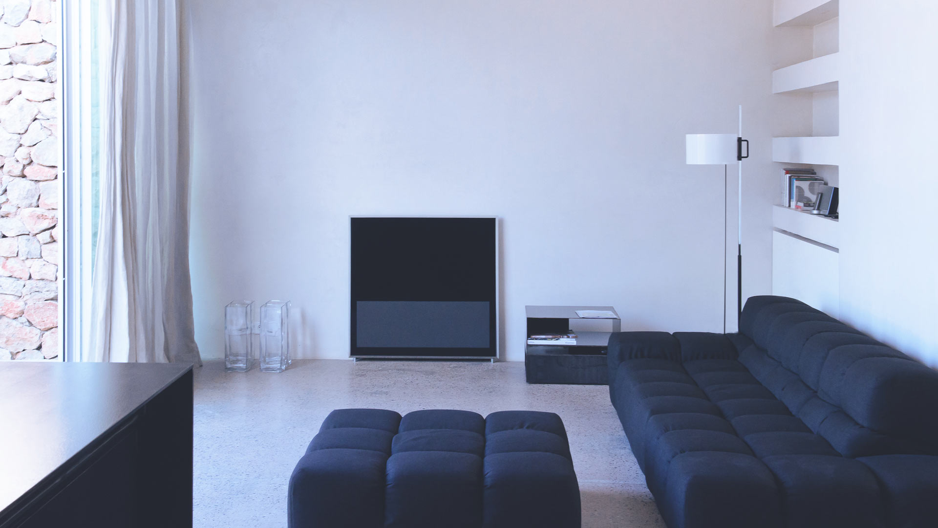 Close up of the calming and cool living space at Villa Can Basso in Ibiza
