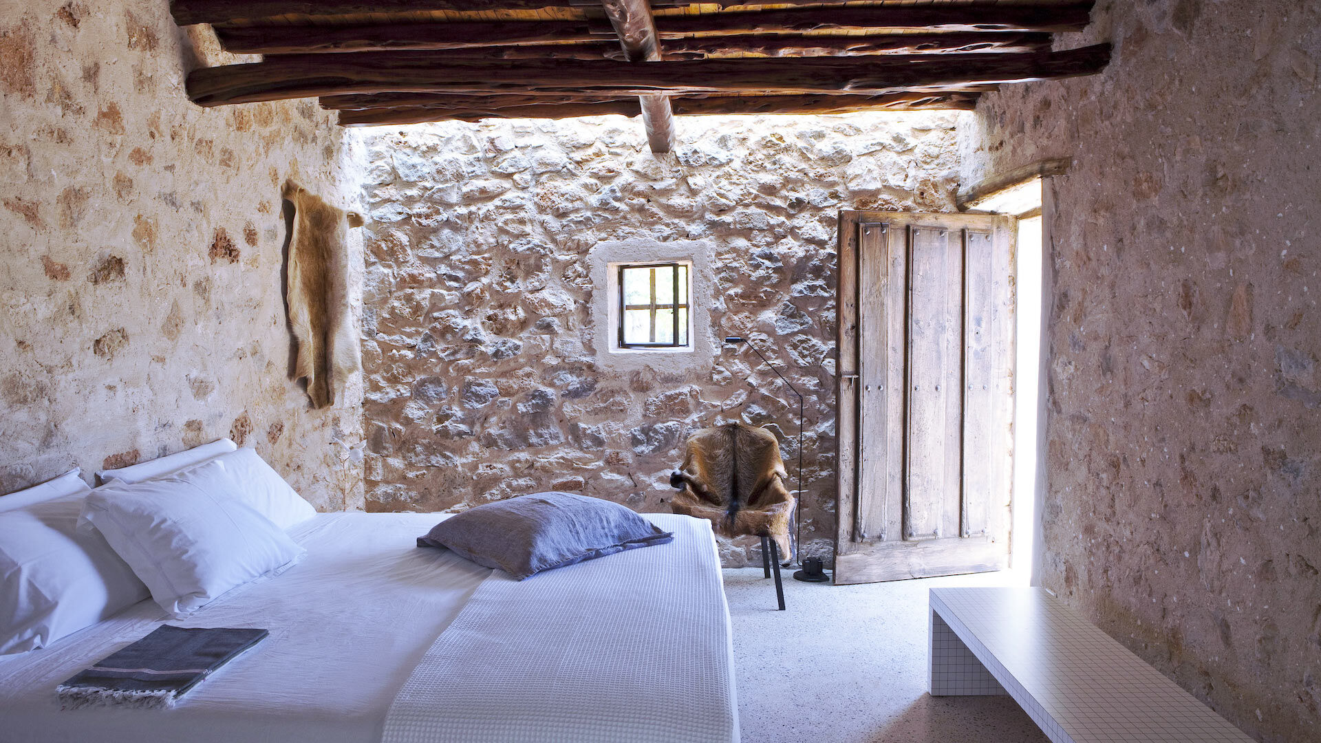 One of the beautiful bedrooms at luxury vacation rental at Can Basso in Ibiza