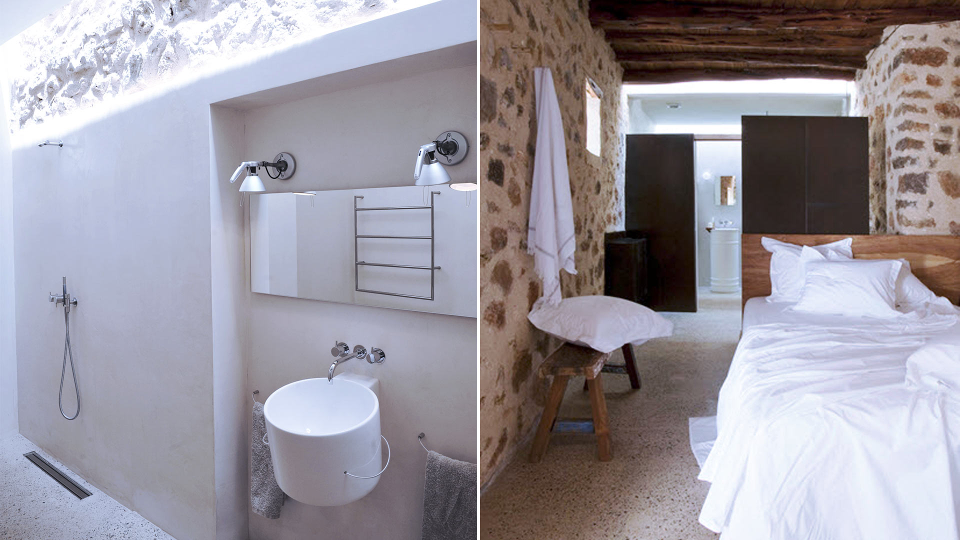 The unique and tranquil ensuite bathroom at Villa Can Basso in Ibiza