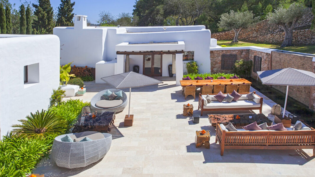 Exterior view of Can Ribes - a luxury holiday vacation villa from Bluemoon in Ibiza