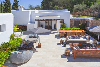 Exterior view of Can Ribes - a luxury holiday vacation villa from Bluemoon in Ibiza