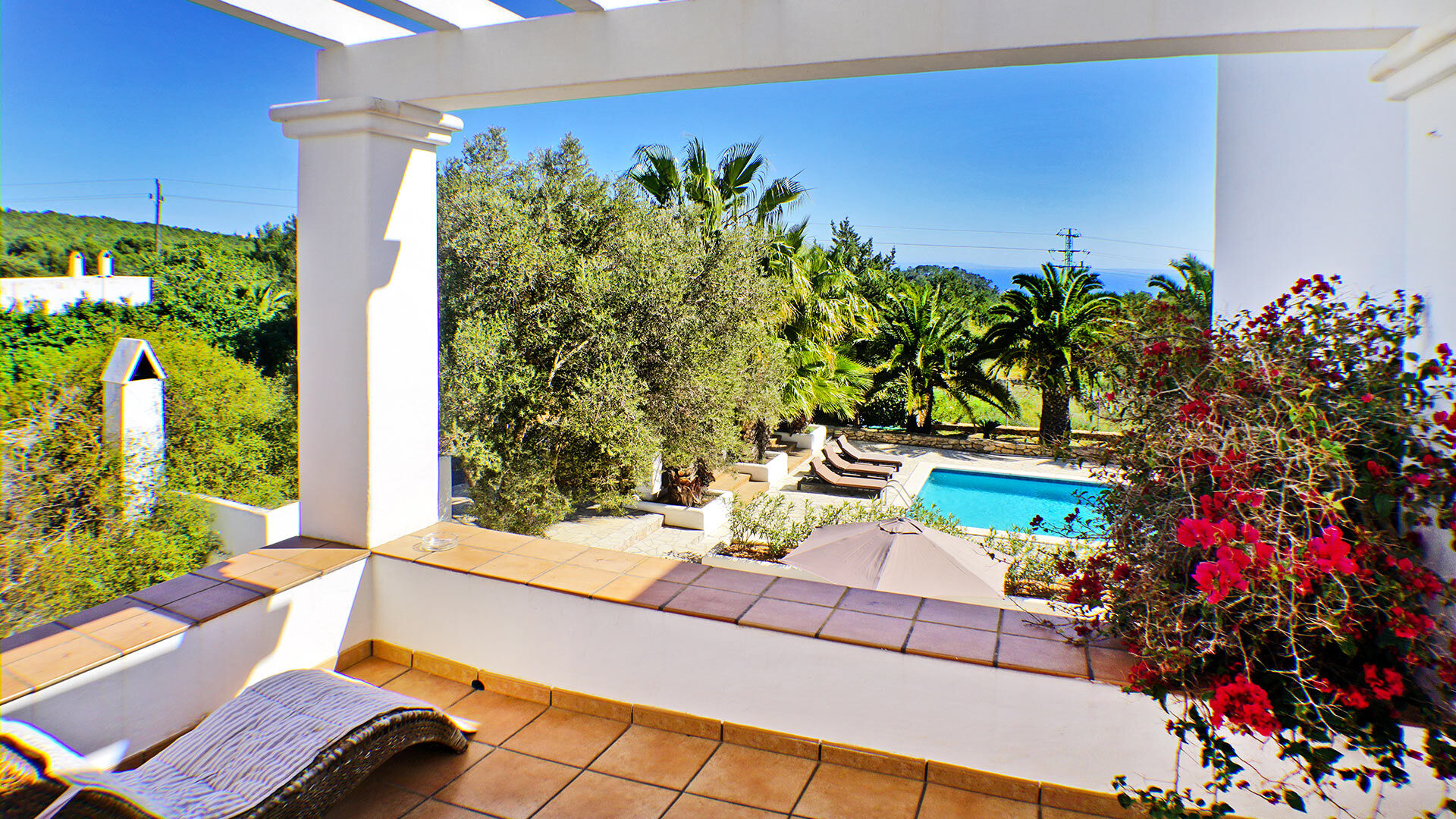 Balcony view from the villa rental Can Selena in Ibiza