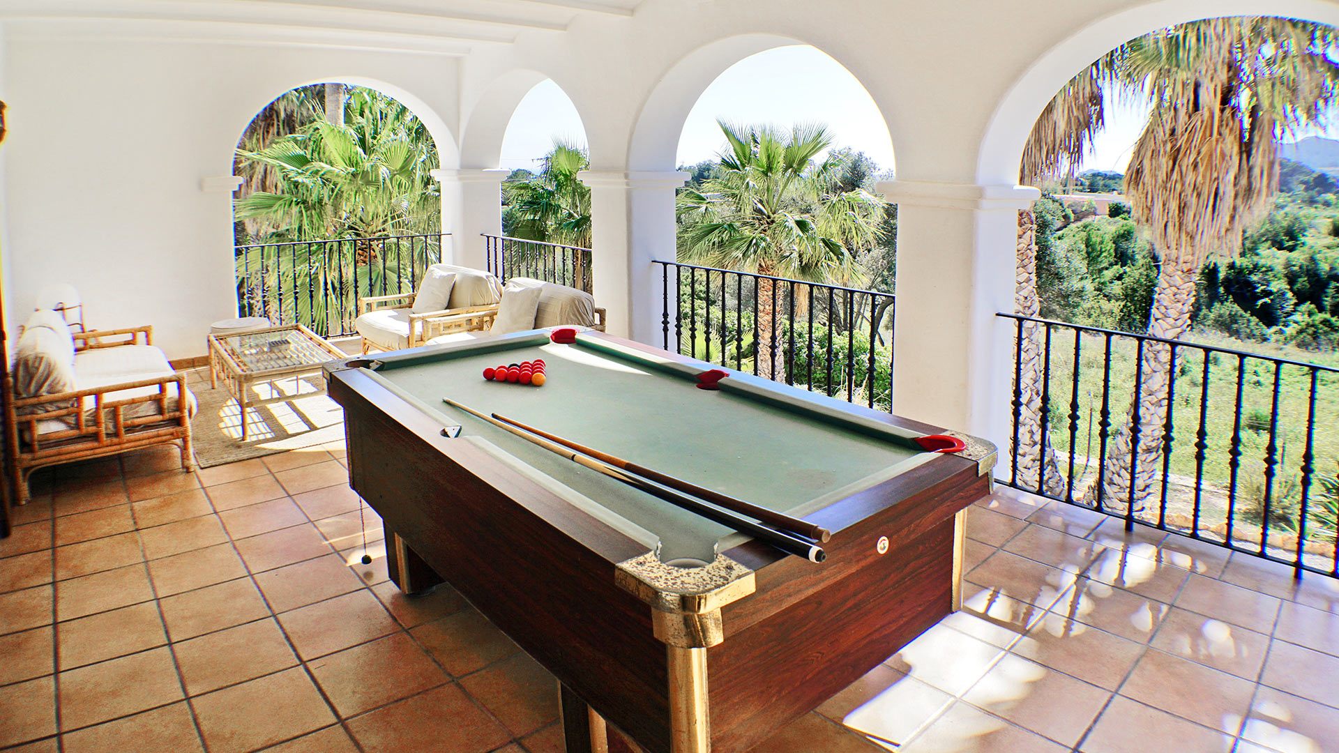 The pool table in the luxury villa rental Can Selena in Ibiza