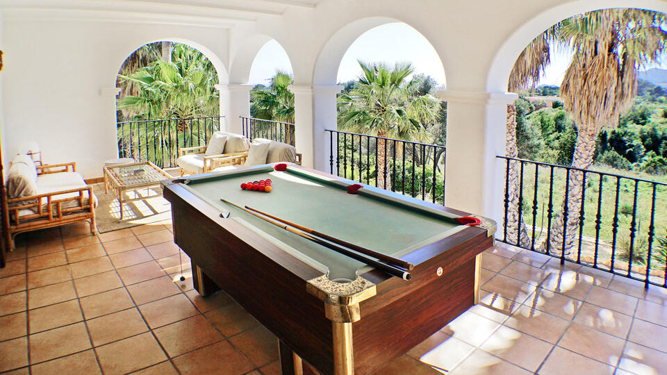 The pool table in the luxury villa rental Can Selena in Ibiza