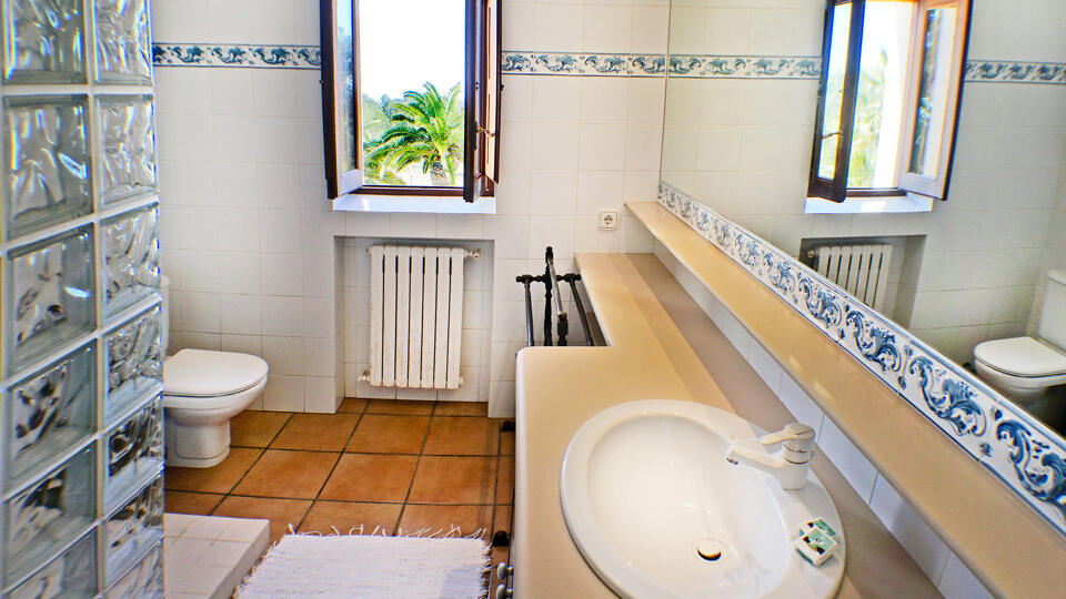 Large bathroom in the luxury villa rental Can Selena in Ibiza