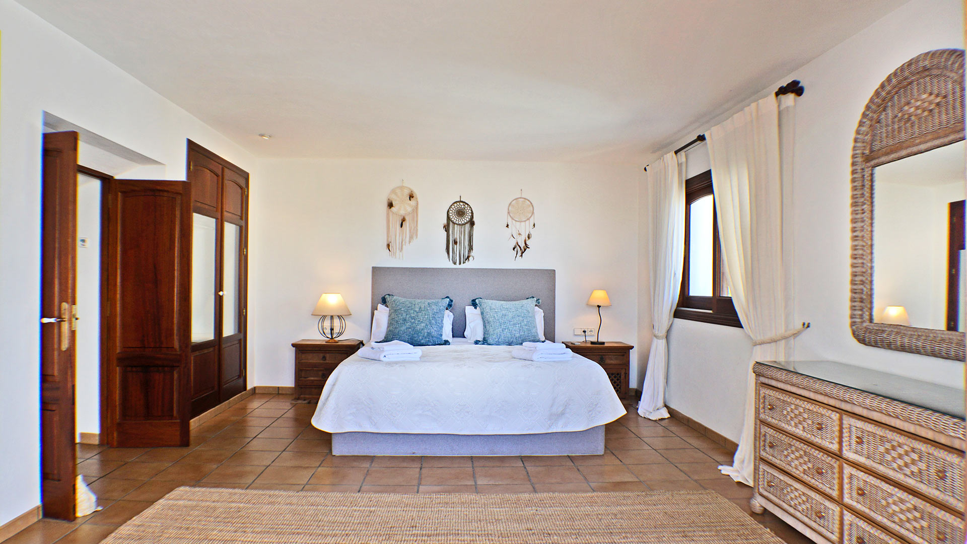 One of the large bedrooms to slumber in Can Selena in Ibiza