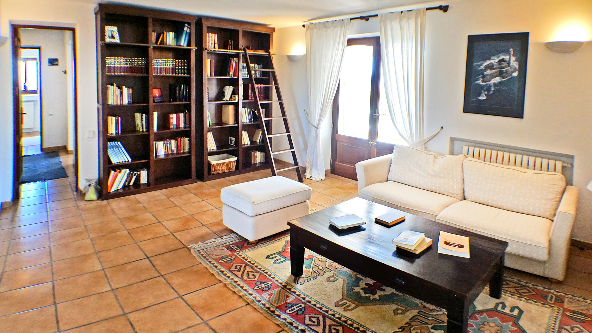 The library ideal for the bibliophile at the luxury villa rental Can Selena in Ibiza