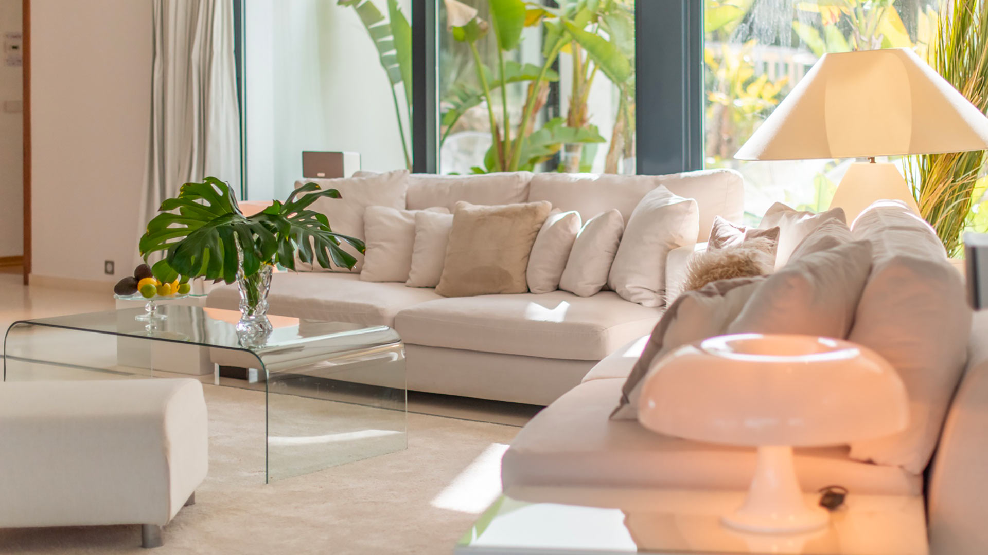 Comfortable living area with plush sofas and pillows in Villa Casa Isa in Ibiza