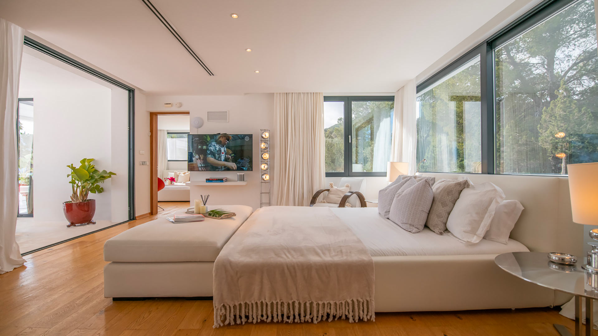 The grand living area at the luxury Villa Casa Isa rental in Ibiza