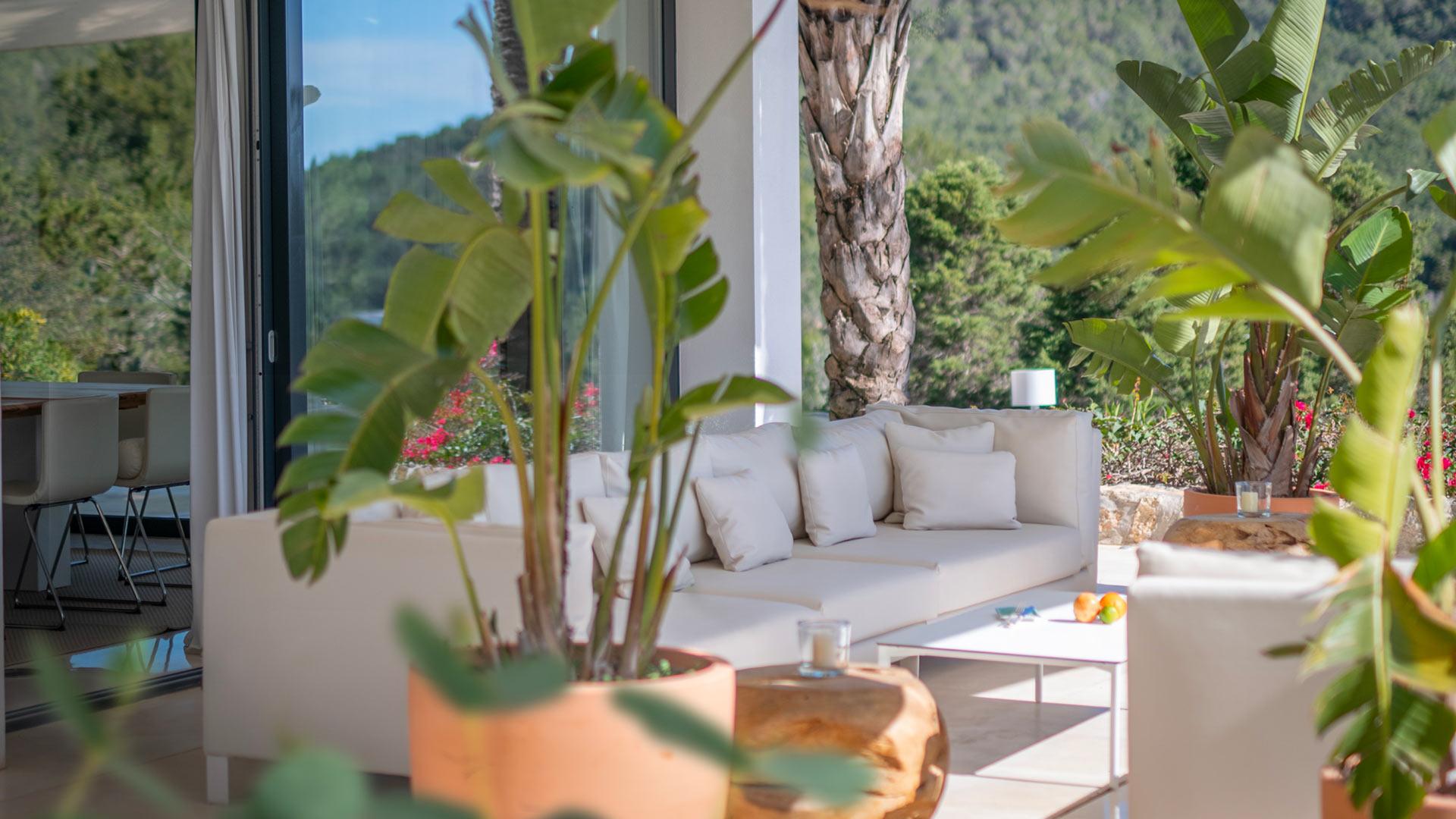 Shaded outdoor living area at Villa Casa Isa in Ibiza