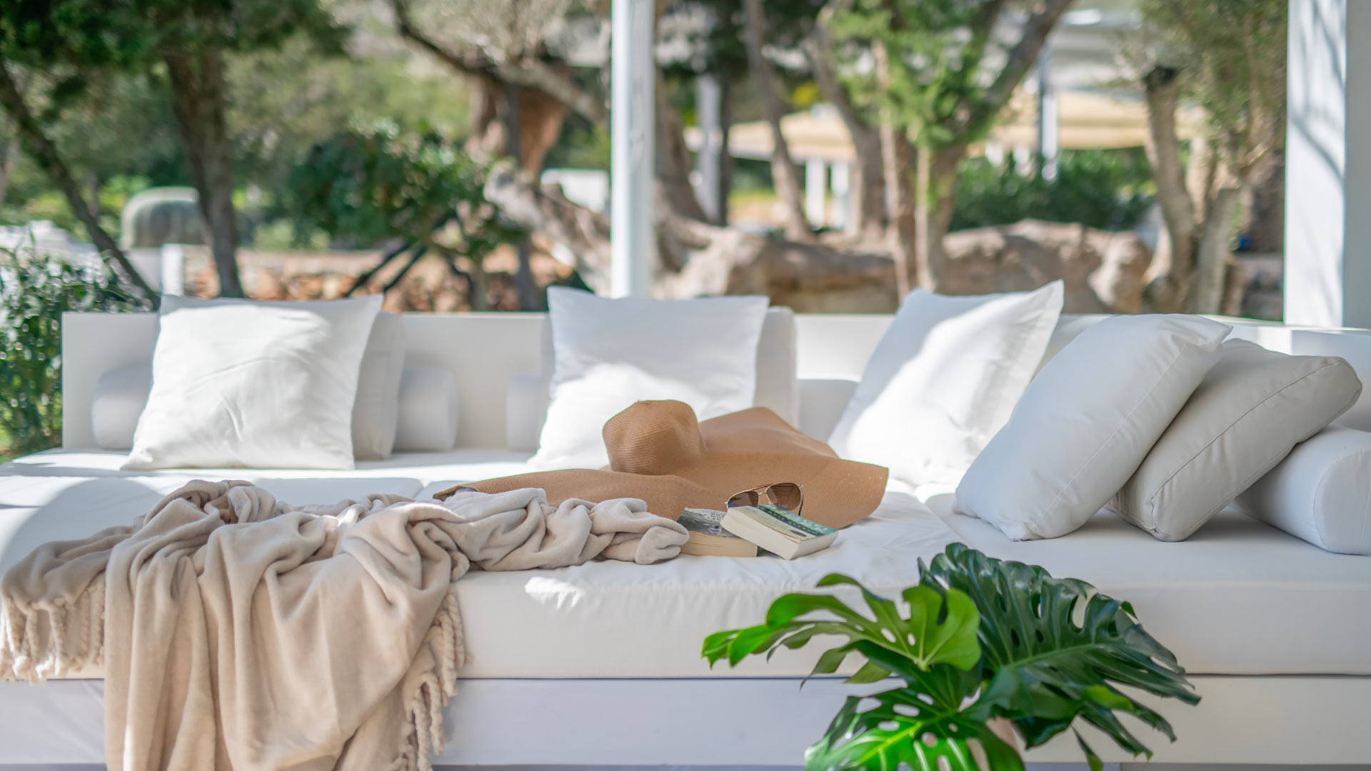 Large plush sofa at theVilla Casa Isa in Ibiza