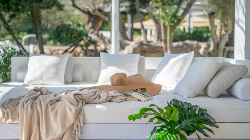 Large plush sofa at theVilla Casa Isa in Ibiza