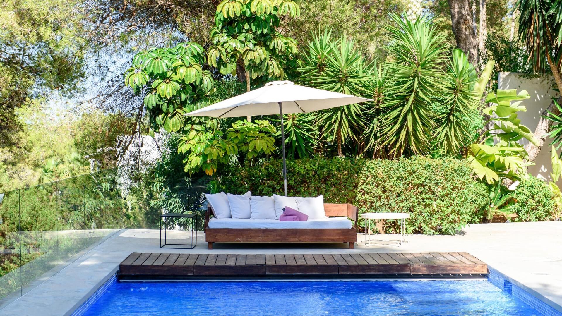 Poolside of luxury Villa Fabrik in Ibiza luxury villa rental in Ibiza