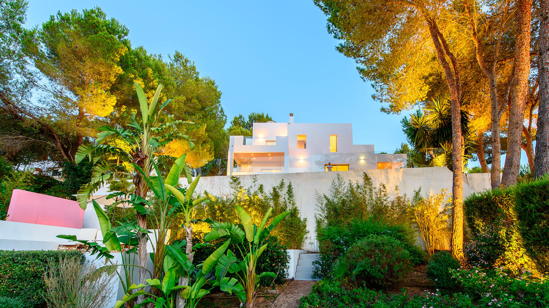 View from the gardens at Villa Fabrik in Ibiza