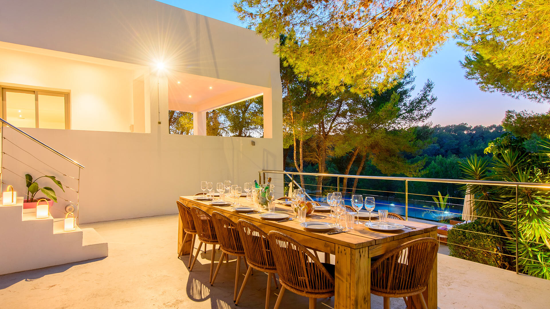 Alfresco dining area at luxury Villa Fabrik in Ibiza