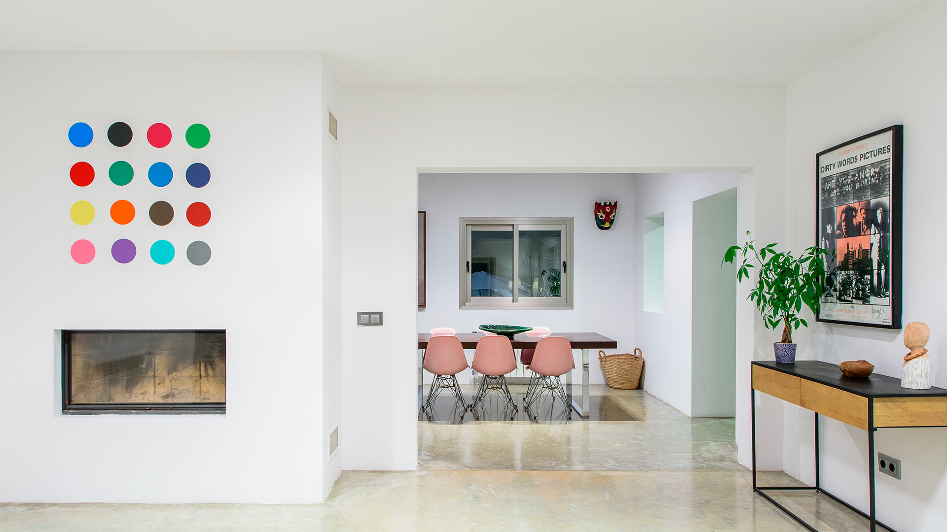 View into the dining room of Villa Fabrik