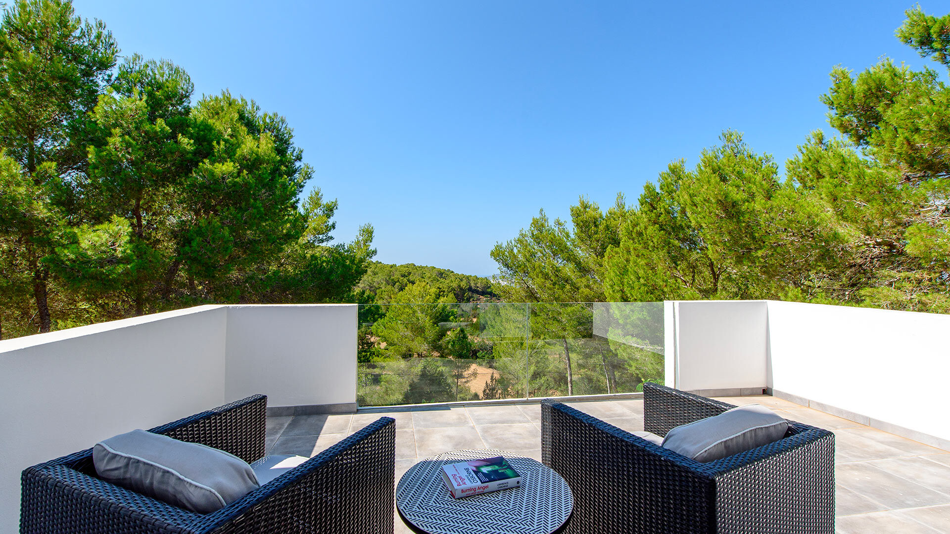 Balcony view from one of the bedrooms from Villa Fabrik in Ibiza