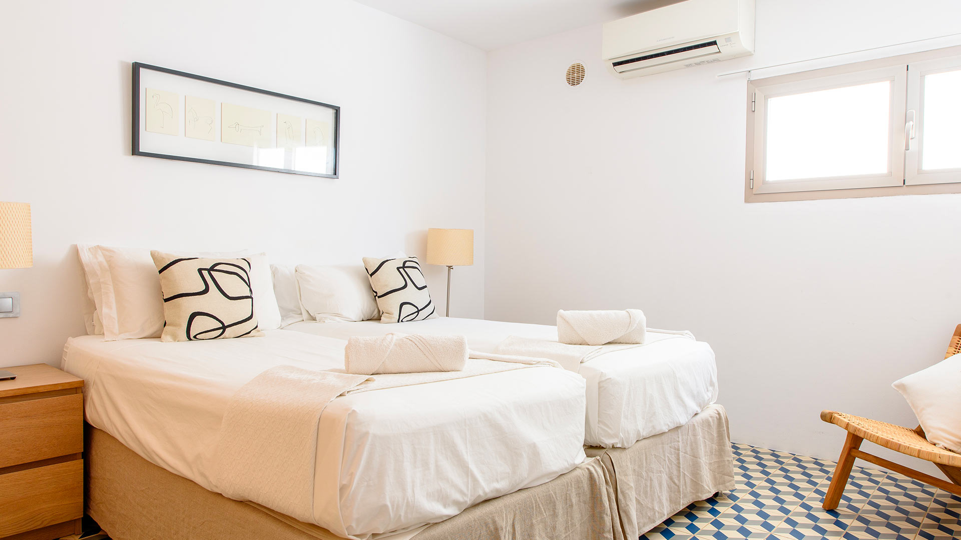 Air conditioned bedroom in Villa Fabrik in Ibiza