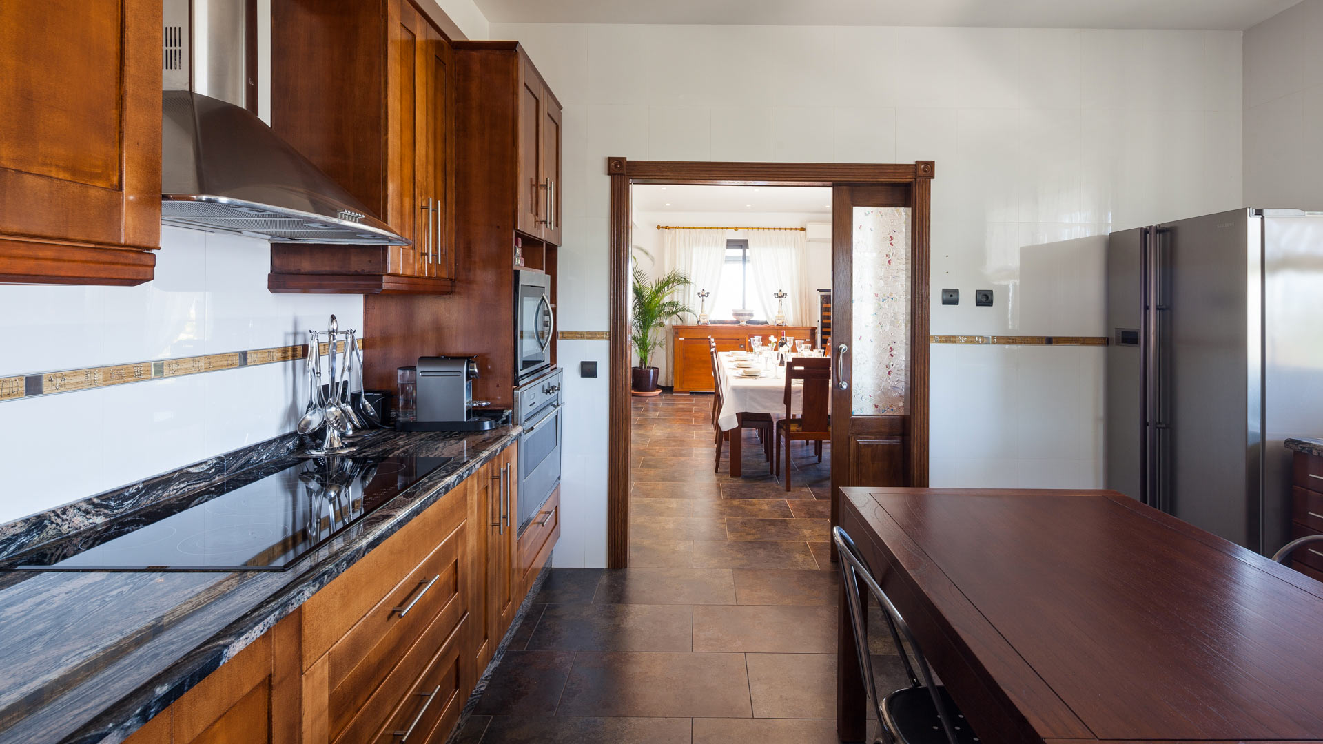The large kitchen at Villa Fountain Ibiza with modern appliances