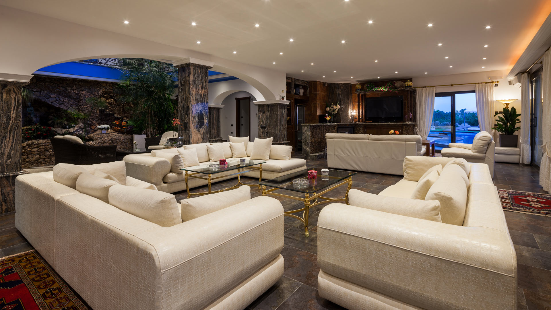 Huge living room at Villa Fountain Ibiza ideal for families and large gatherings
