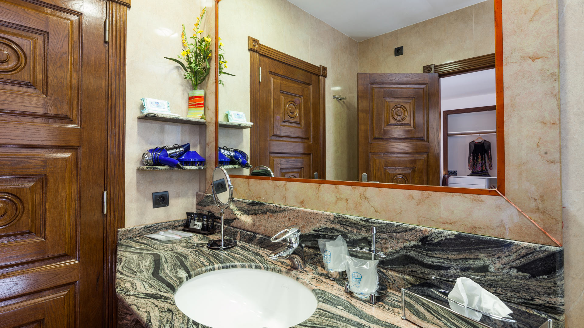 Large bathroom mirror in the beautiful Villa Fountain Ibiza