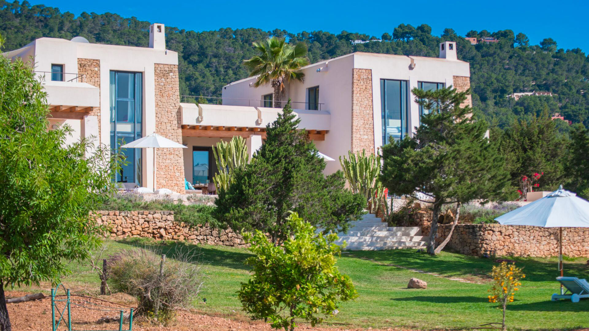 Exterior view of the Ses Boques luxury villa in Ibiza