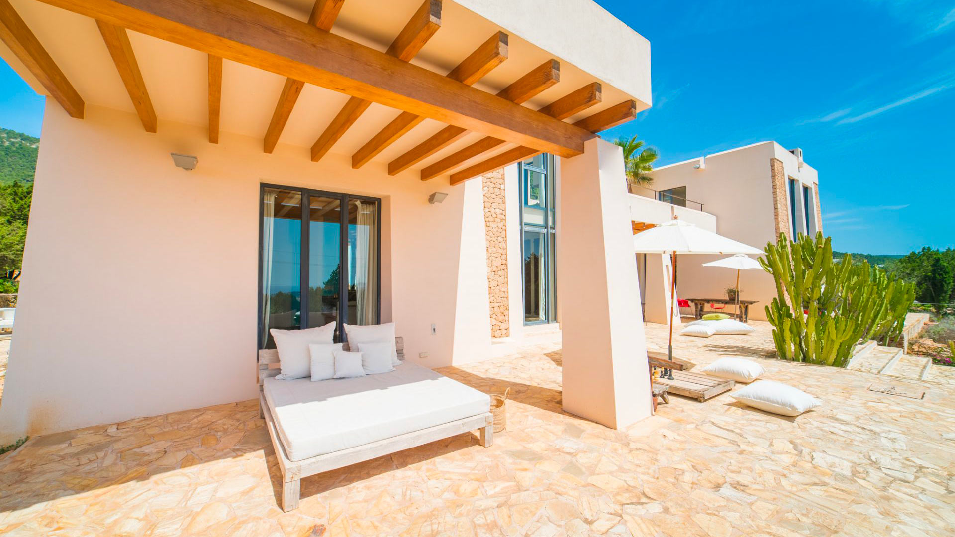 View from the pergola at Ses Boques - luxury villa rental in Ibiza