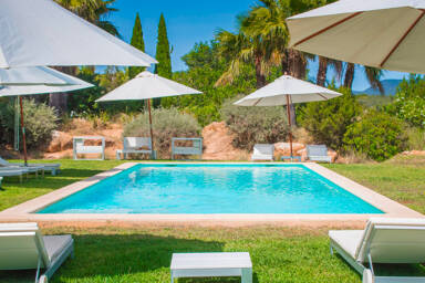 Exterior of Ses Boques villa rental in Ibiza