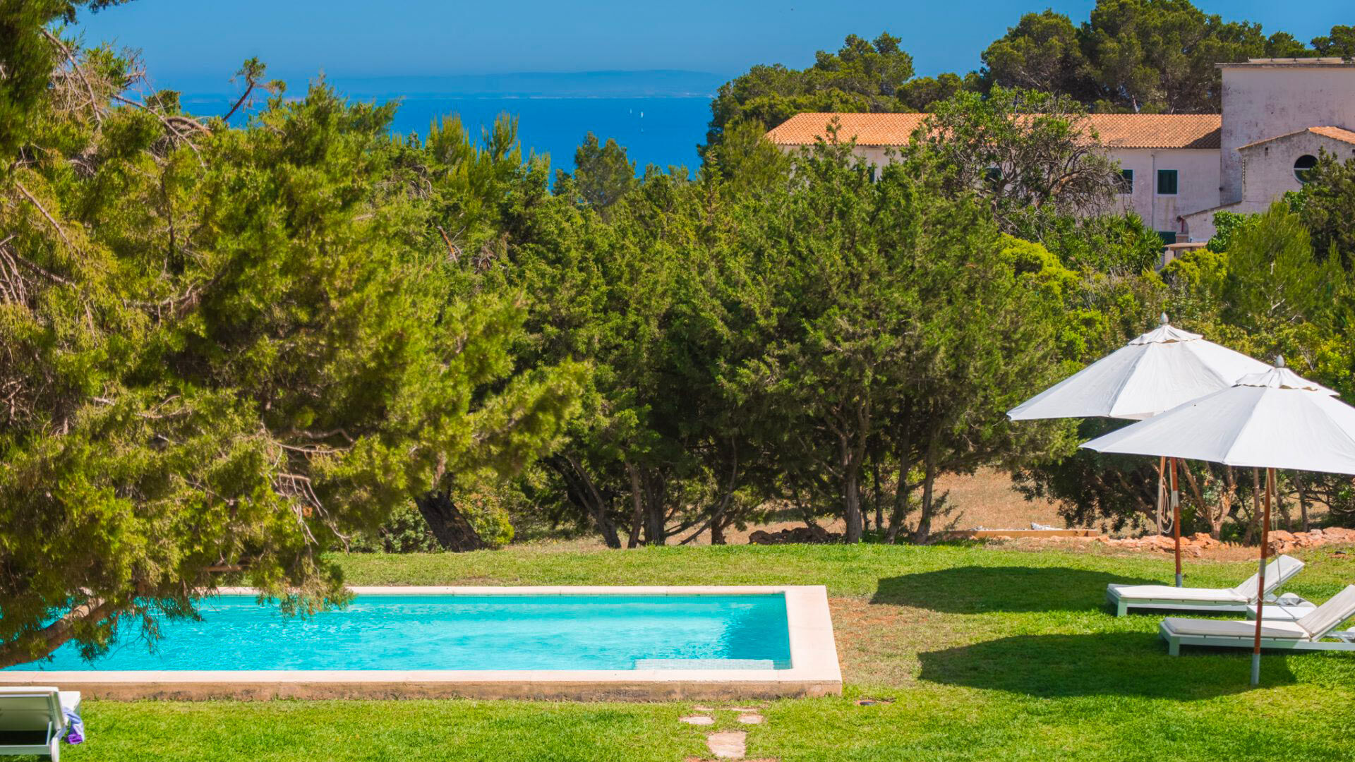 Exterior of Ses Boques villa rental in Ibiza
