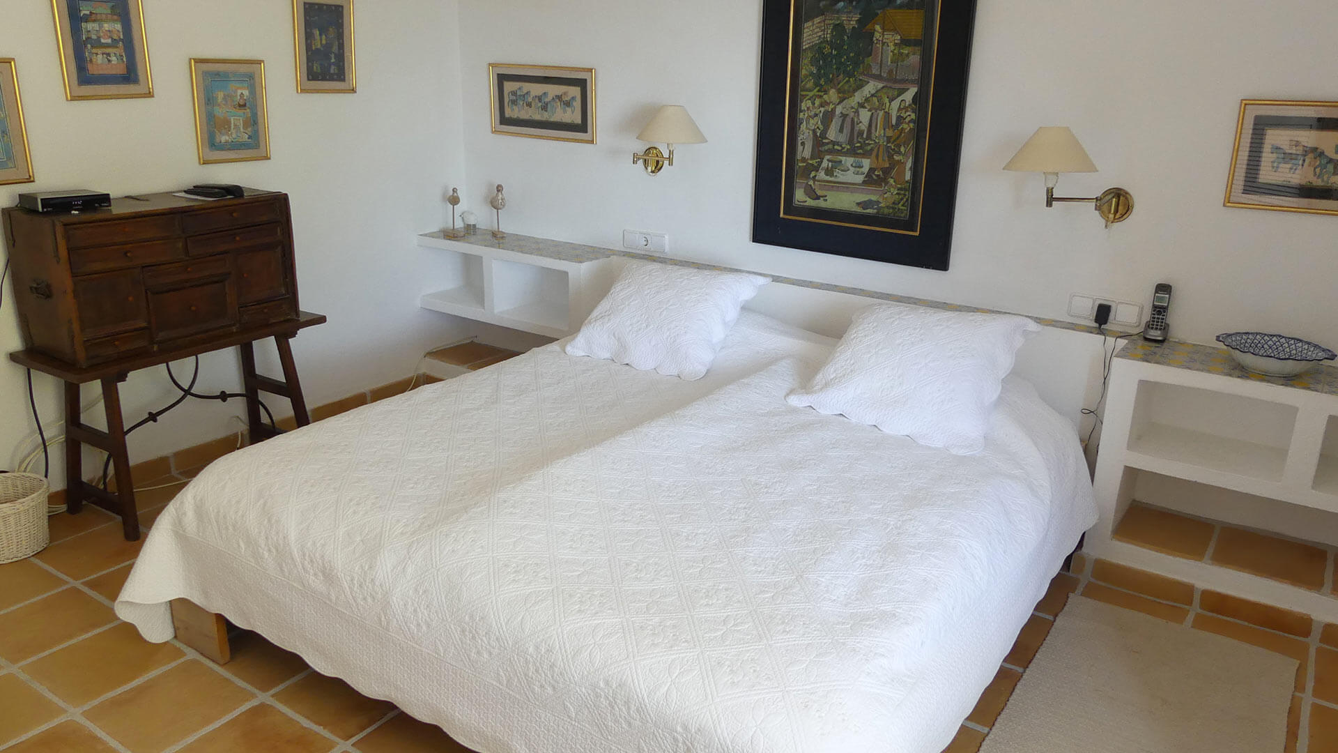 One of the large bedrooms to unwind in at Villa Trillo in Ibiza