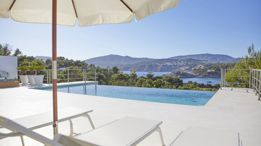 View from Villa Bimko in Ibiza overlooking the Mediterranean Sea