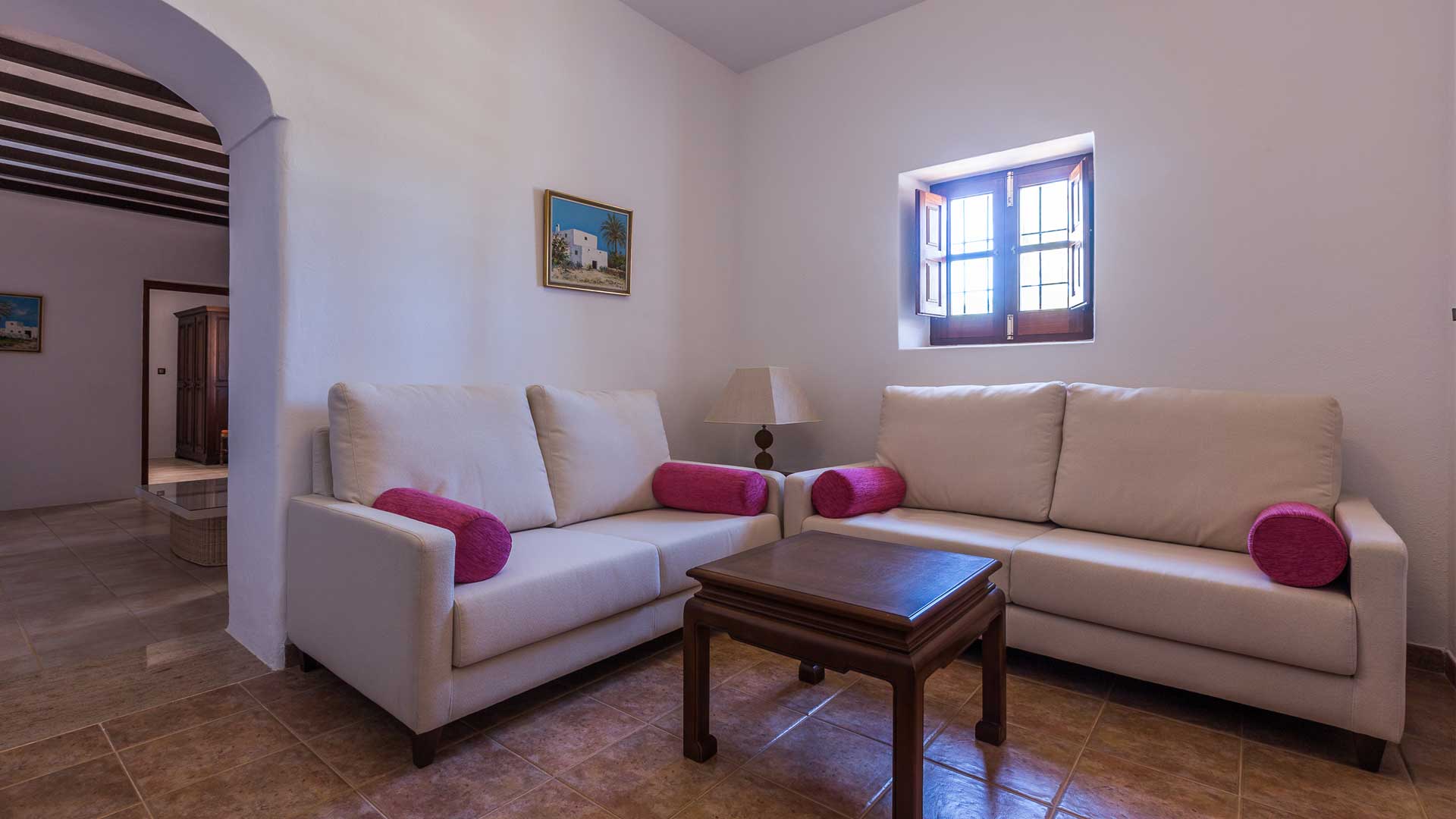 Plush living space at Villa Es Canar in Ibiza