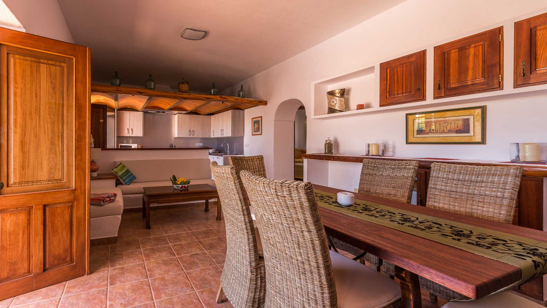 One of the dining areas at Villa Es Canar in Ibiza