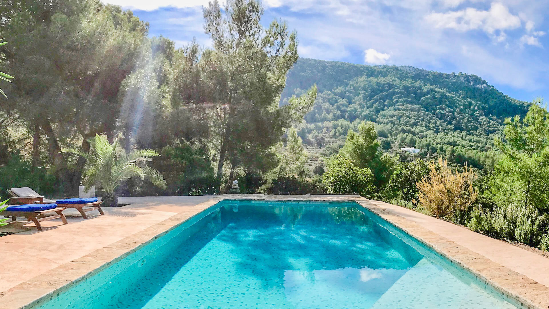 Swimming pool and the incredible view of Ibiza from Villa Garroba