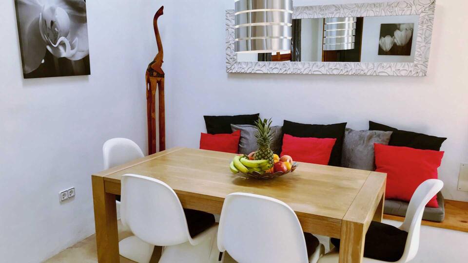 Dining table at Villa Garroba in Ibiza perfect for family meals
