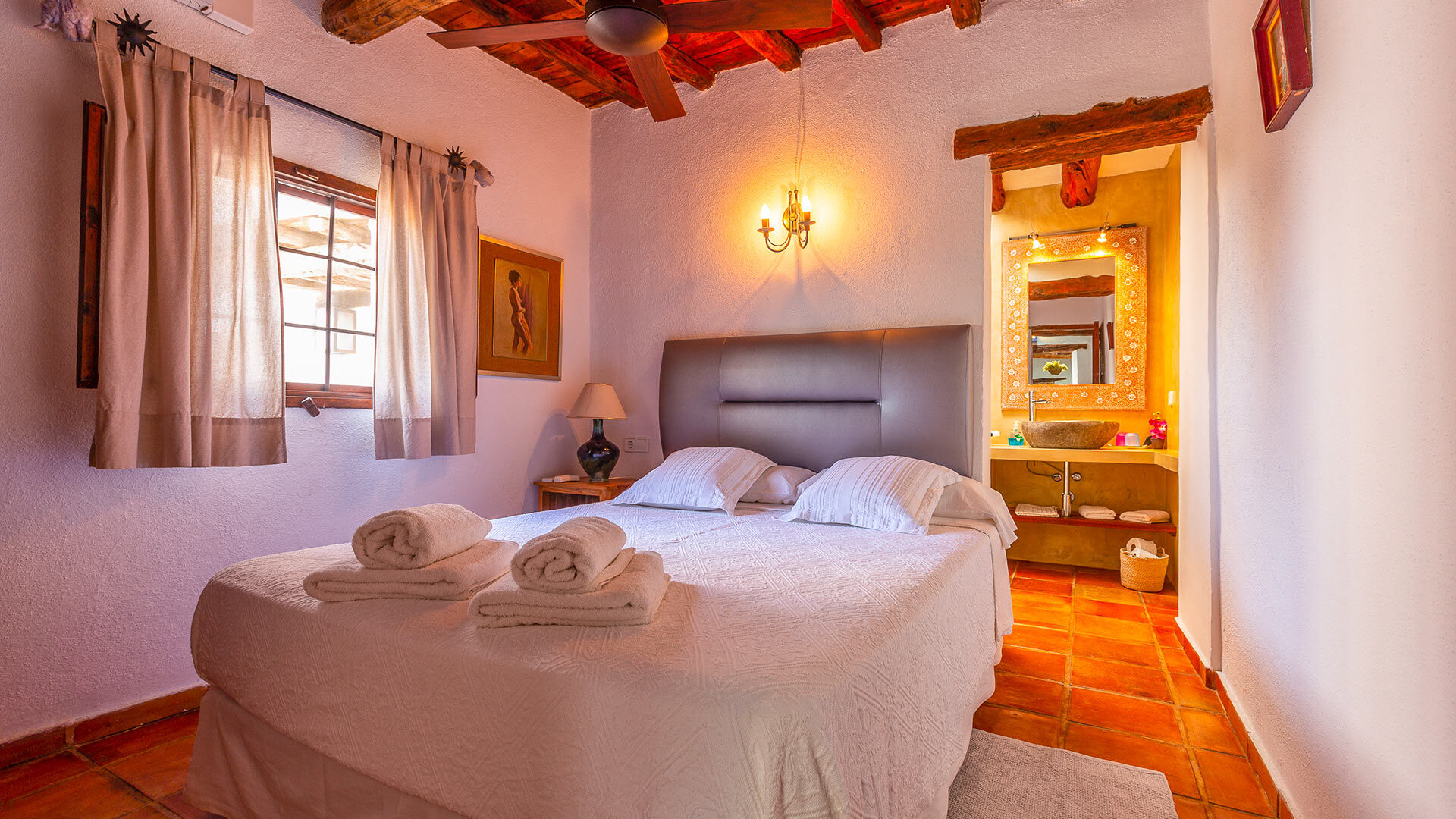 One of the large bedrooms of Villa Guerxo in Ibiza