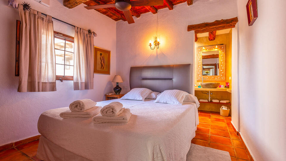 One of the large bedrooms of Villa Guerxo in Ibiza