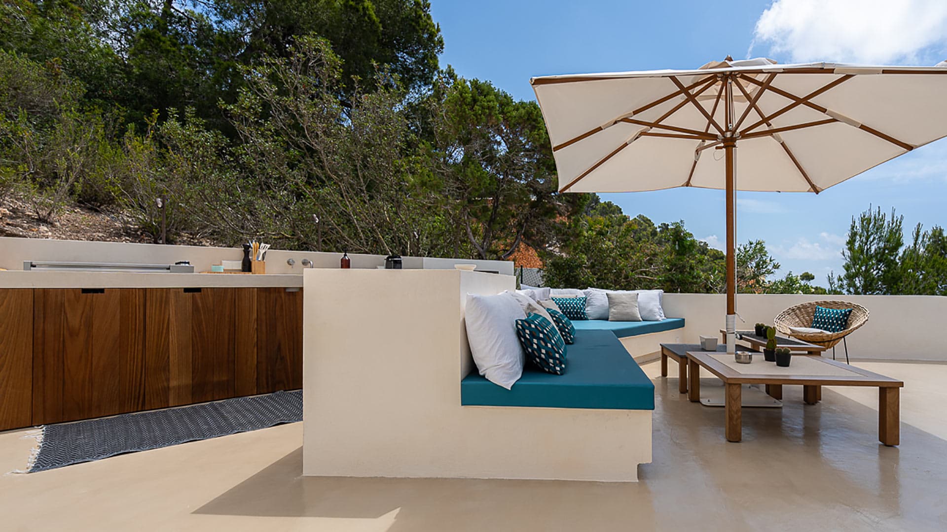 The comforting outdoor space ideal for large groups at Villa Orizonia in Ibiza
