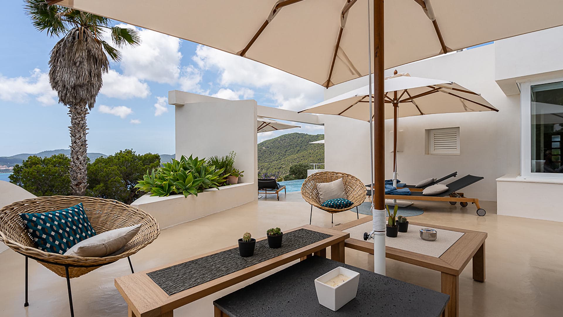 Shaded area outside at Villa Orizonia in Ibiza a vacation rental from Bluemoon