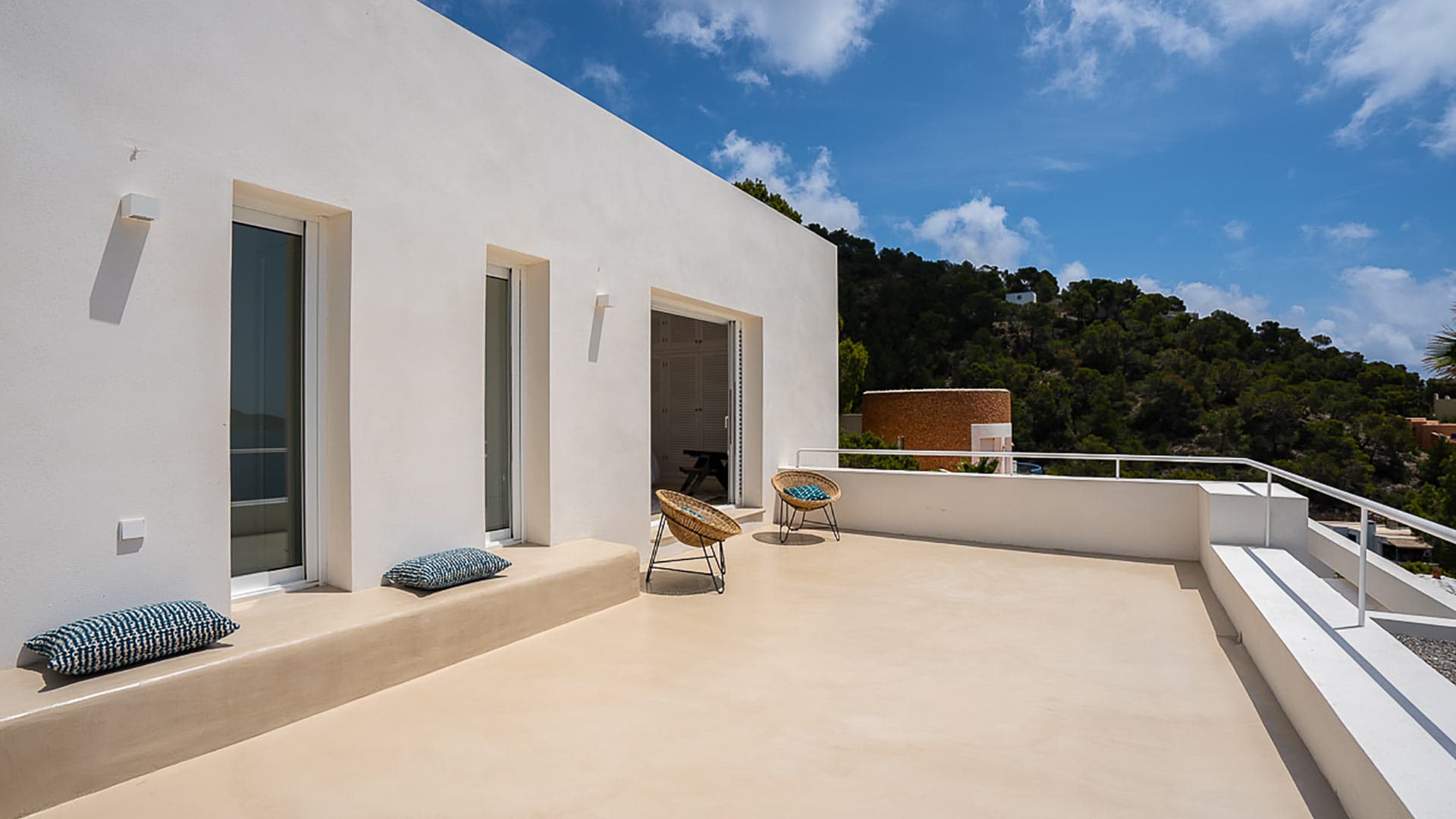 Incredible exterior view from luxury villa rental Orizonia in Ibiza