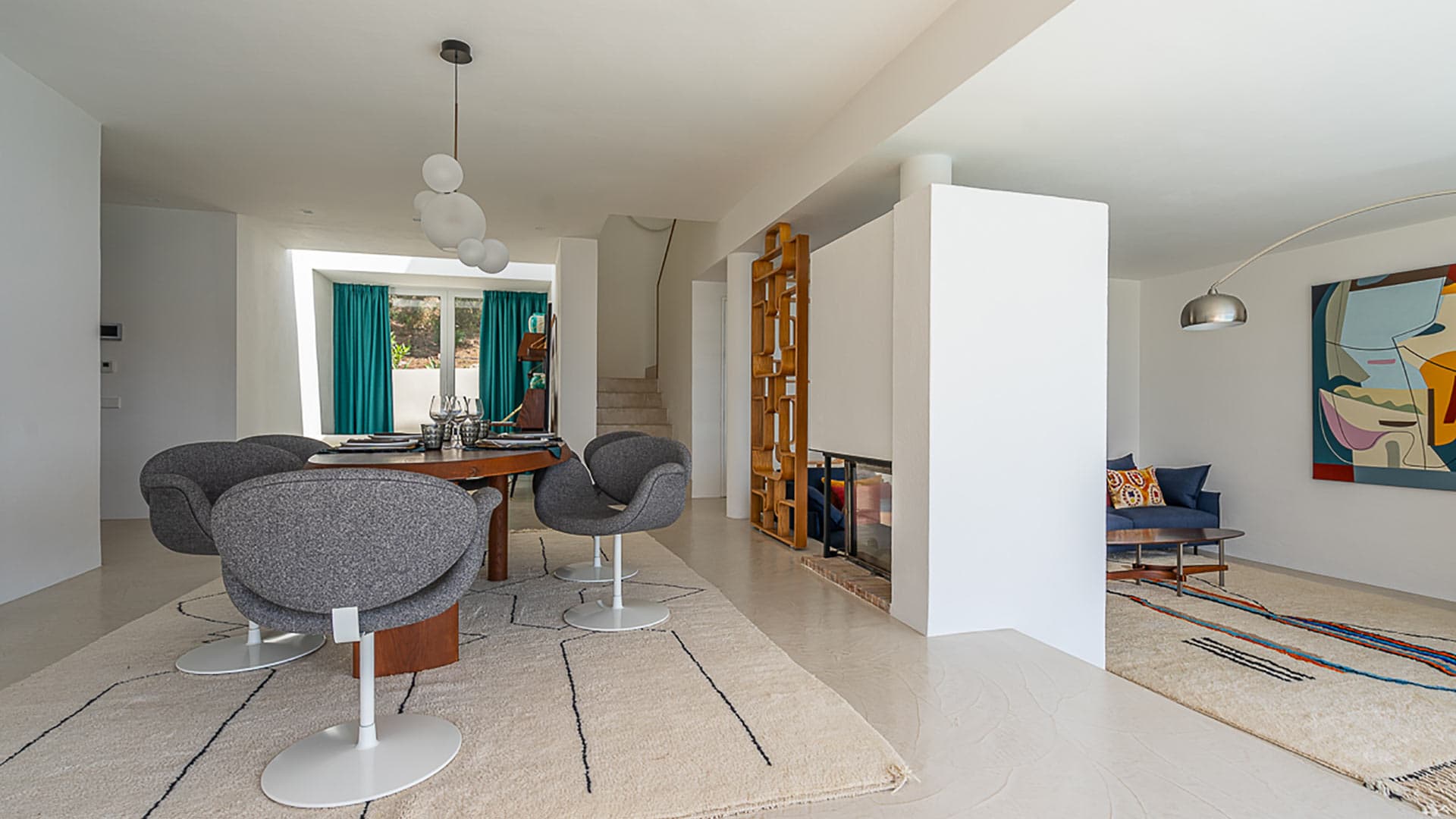 Dining room in the luxury Villa Orizonia in Ibiza, summer vacation home from Bluemoon