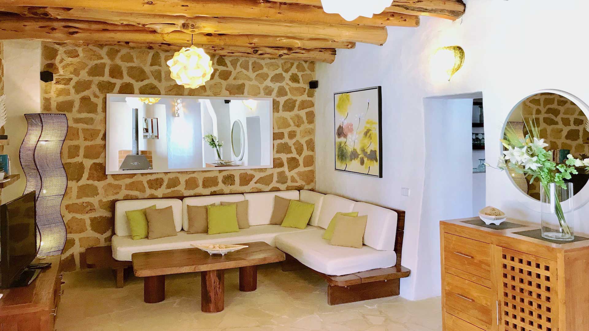 Exterior corner seating area in Villa Payesa in Ibiza