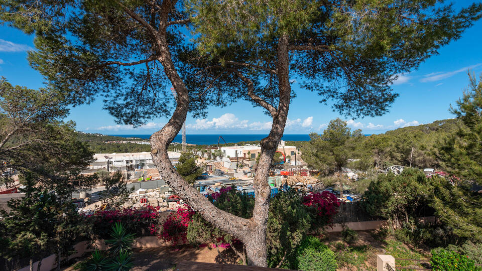 Incredible views from Villa Tiramar in Ibiza of the town and trees