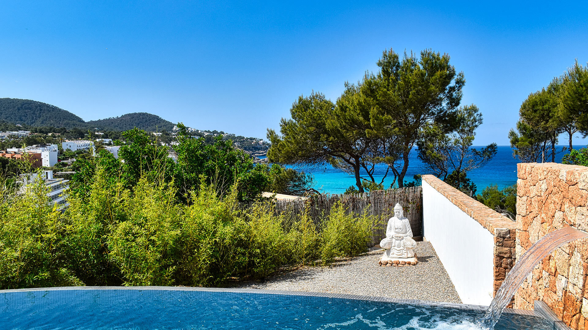 Poolside view overlooking all of Ibiza from Villa White Beach